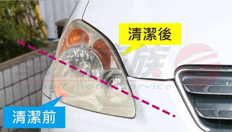 汽車燈泡，拋光前後比較